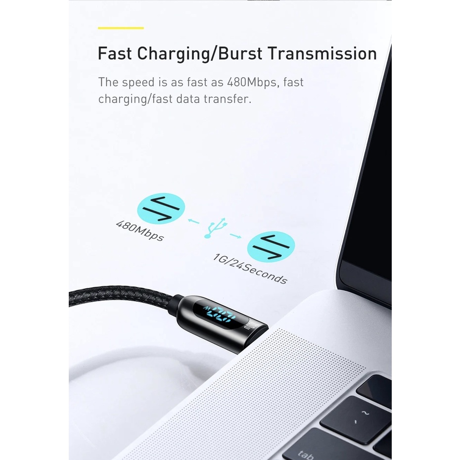 Kabel Charger dengan Display Super Fast Charging 5A/100W Type C PD 1 Meter CATSK-B