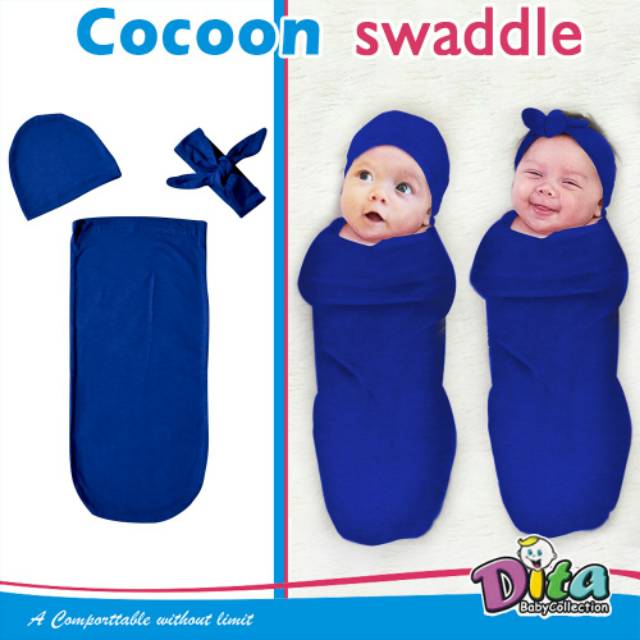 SNI Bedong Instan Cocoon Dita Moons care Polos Swaddle , Bedong Cocoon Dita Polos