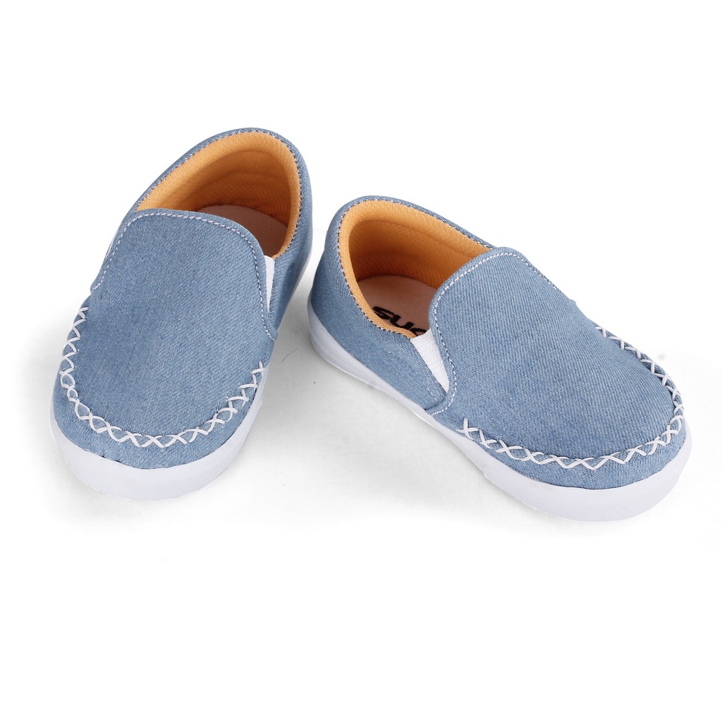 sepatu anak usia 1 2 tahun denim jeans N01 BIRU