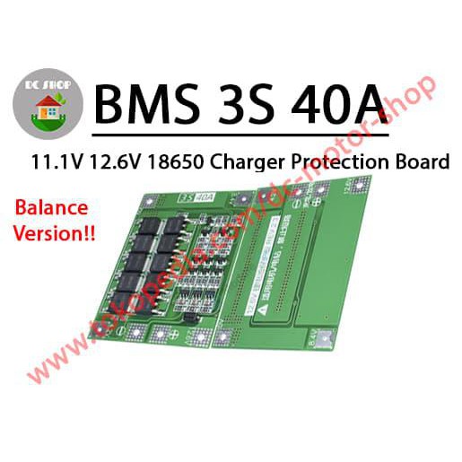 LITHIUM BATTERY 18650 BMS 3S 40A CHARGER BMS PROTECTION BOARD BALANCE