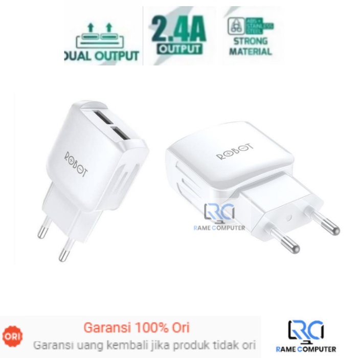 ROBOT RT-K6 2.4A DUAL OUTPUT CHARGER WHITE