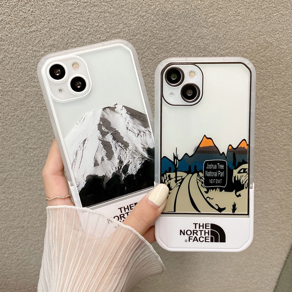 Casing Soft Case iPhone 13 Pro Max X XS Max XR 11 Pro Max 12 Pro Max Motif Kartun The North Face