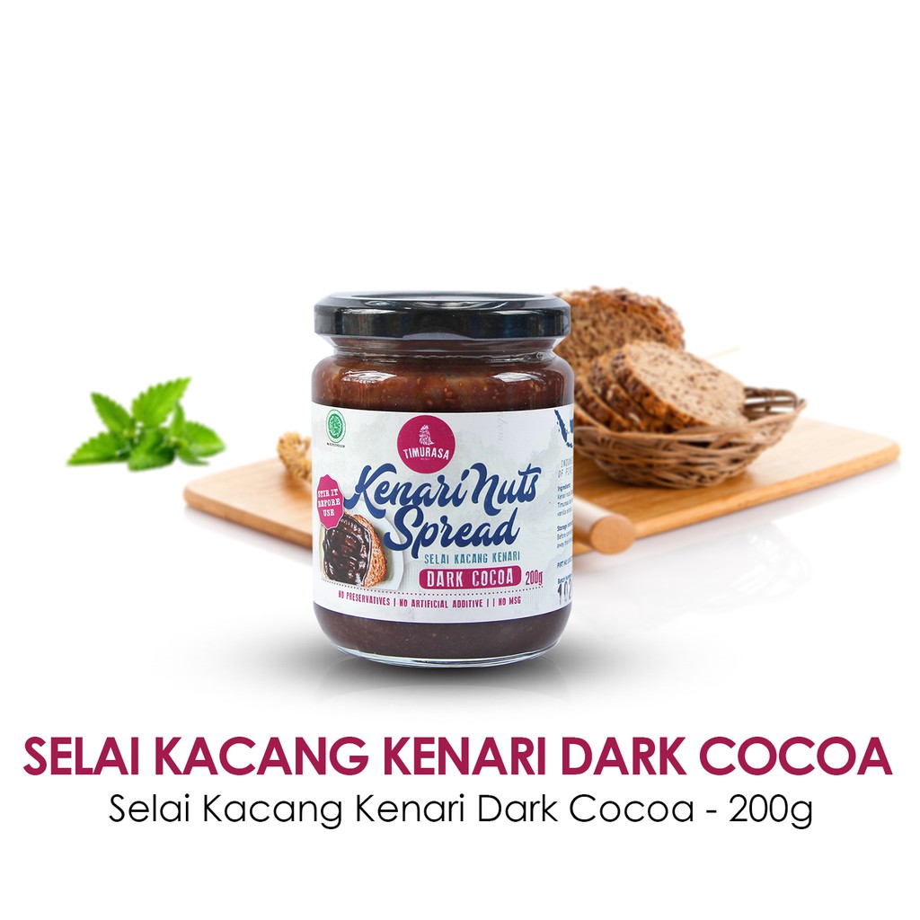 Selai Cokelat Kacang Kenari Premium Asli Timurasa - Kenari Nut Spread Dark Cocoa 200g Super Food Premium