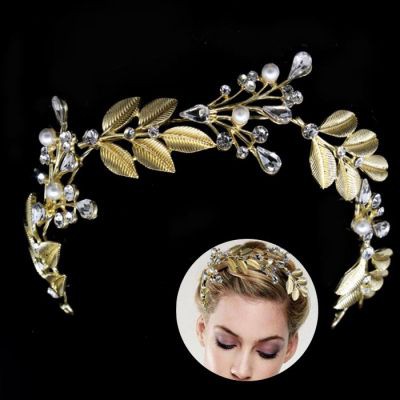03571Dr Hiasan rambut  daun emas perak hiasan pengantin wanita aksesoris rambut pengantin