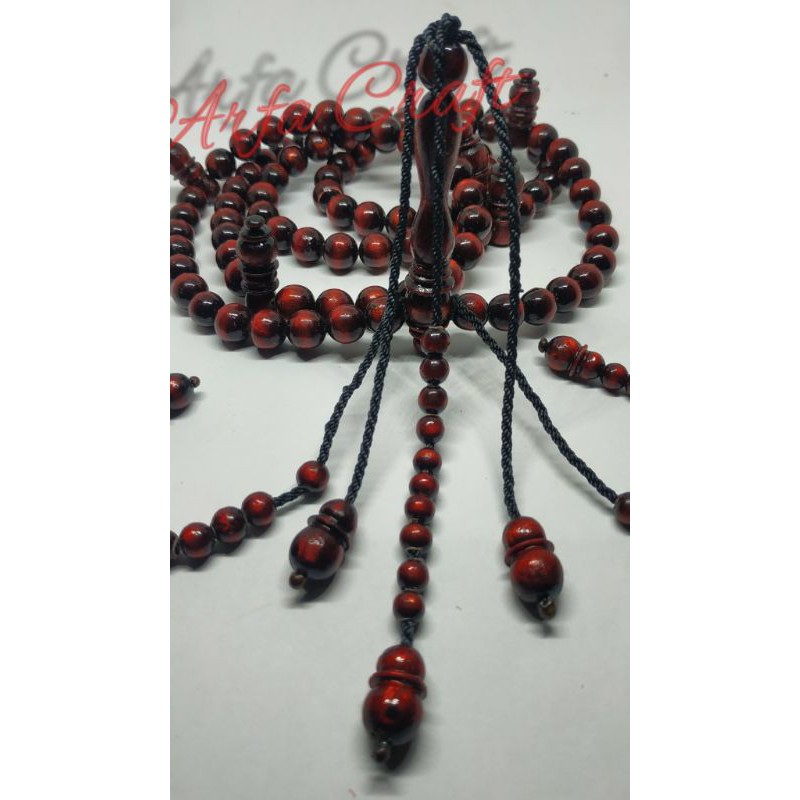 TASBIH TIJANI AKAR BAHAR MERAH DELIMA KILAU EMAS
