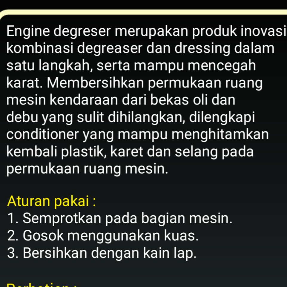 Pembersih Mesin Pembersih Mesin Mobil Engine Degreaser 250ml by WK Cleaner Detailing