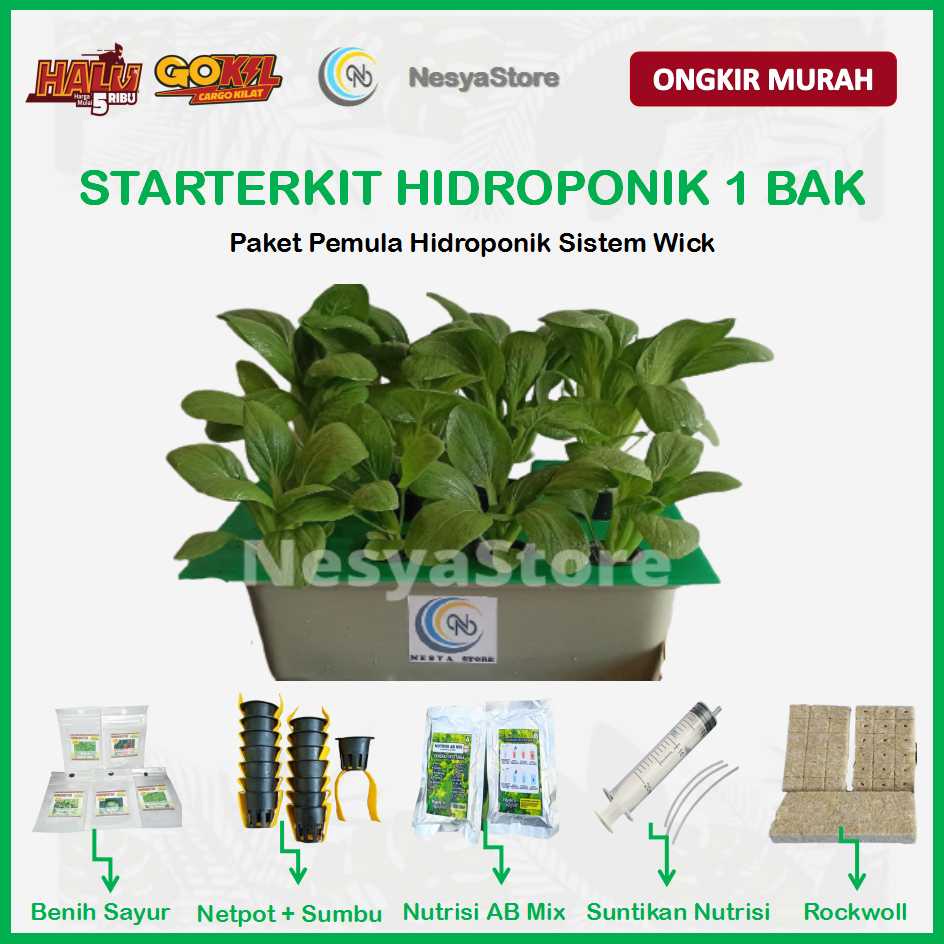 Paket Hidroponik Wick Starterkit Hidroponik Wick 1 Bak 9 Lubang dan 12 lubang