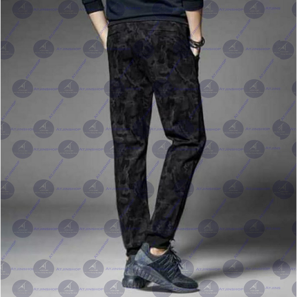 Celana Panjang Pria Jogger Import Lotto Sweat Pants Army camouflage Hitam -Atjinshop