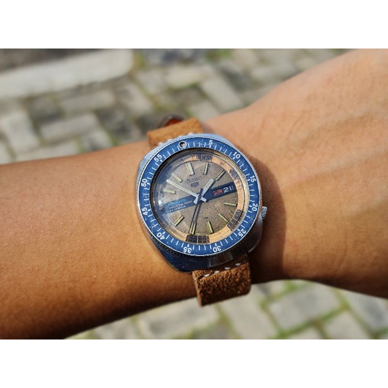 Original RARE Collectible 60s Vintage Watch Jam Arloji Seiko 5126-6030 Rally Diver tropical dial 70m