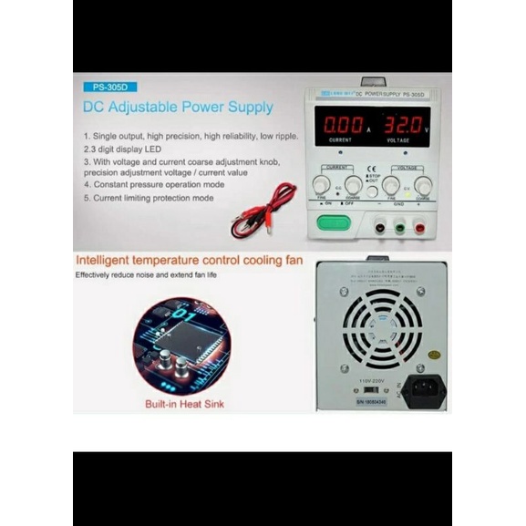 Power Supply DC Merek LONG WEI DIGITAL PS-305D 0-30V 0-5A (Trafo)