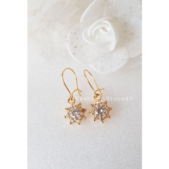 Anting Jurai Xuping bunga permata zircon import fashion anting dewasa lapis emas