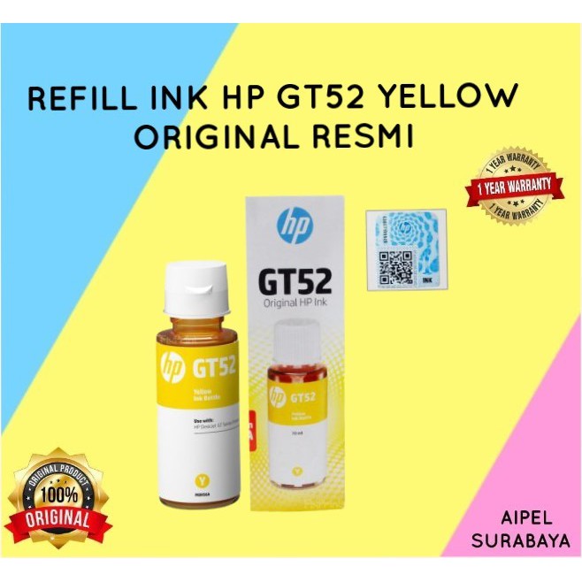 GT52Y | REFILL INK HP GT52 YELLOW ORIGINAL RESMI