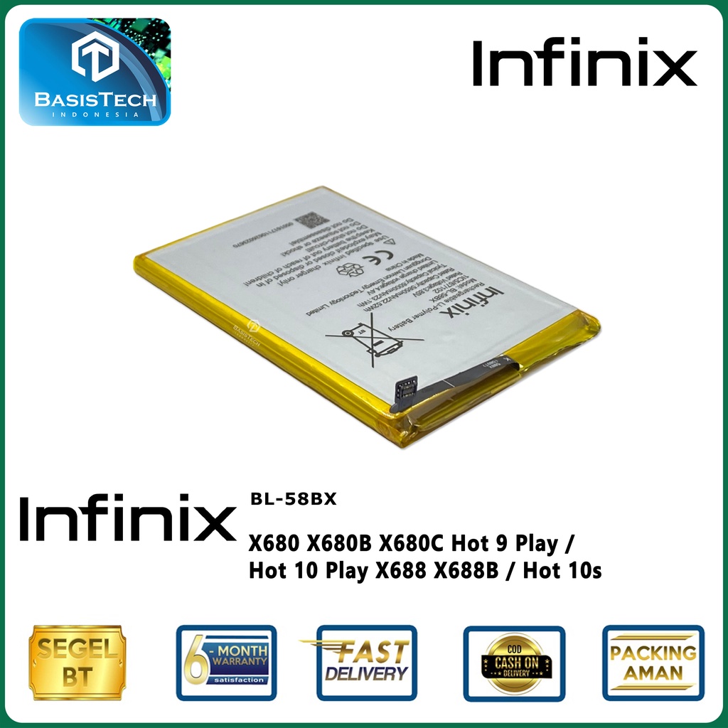 BATERAI INFINIX HOT 9 PLAY X608 X608B X608C HOT 10 PLAY X688 X688B HOT 10s BL-58BX