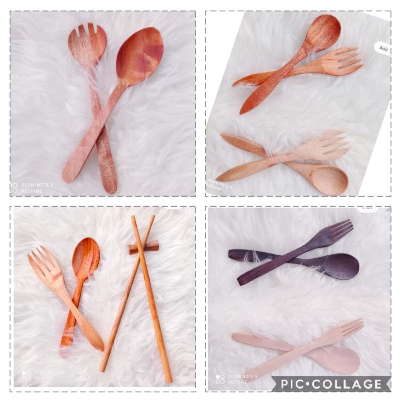 Jual Set Sendok Garpu Sumpit Kayu Unik Alat Makan Kayu Estetik Shopee