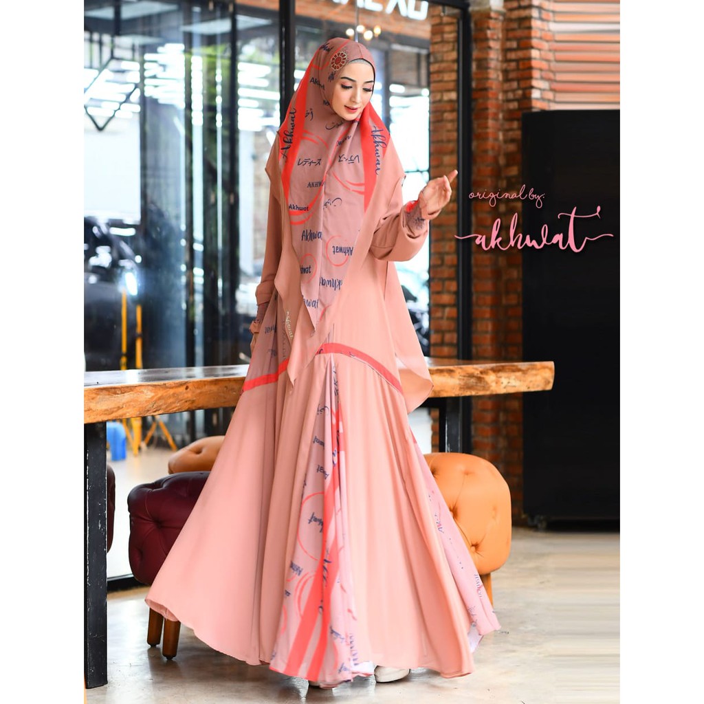 DHANIYA by Akhwat Gamis Set Khimar Syari Polos Mix Motif Printing Mewah Babydoll Busui ORI Brand
