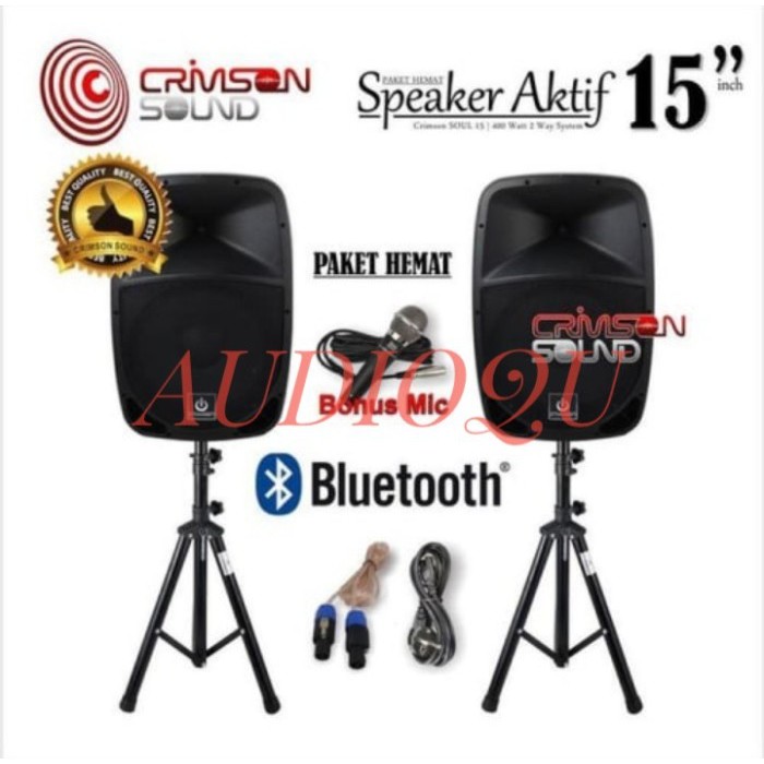 Paket Komplit Speaker Aktif Crimson 15 Inch Bluetooth Type Soul