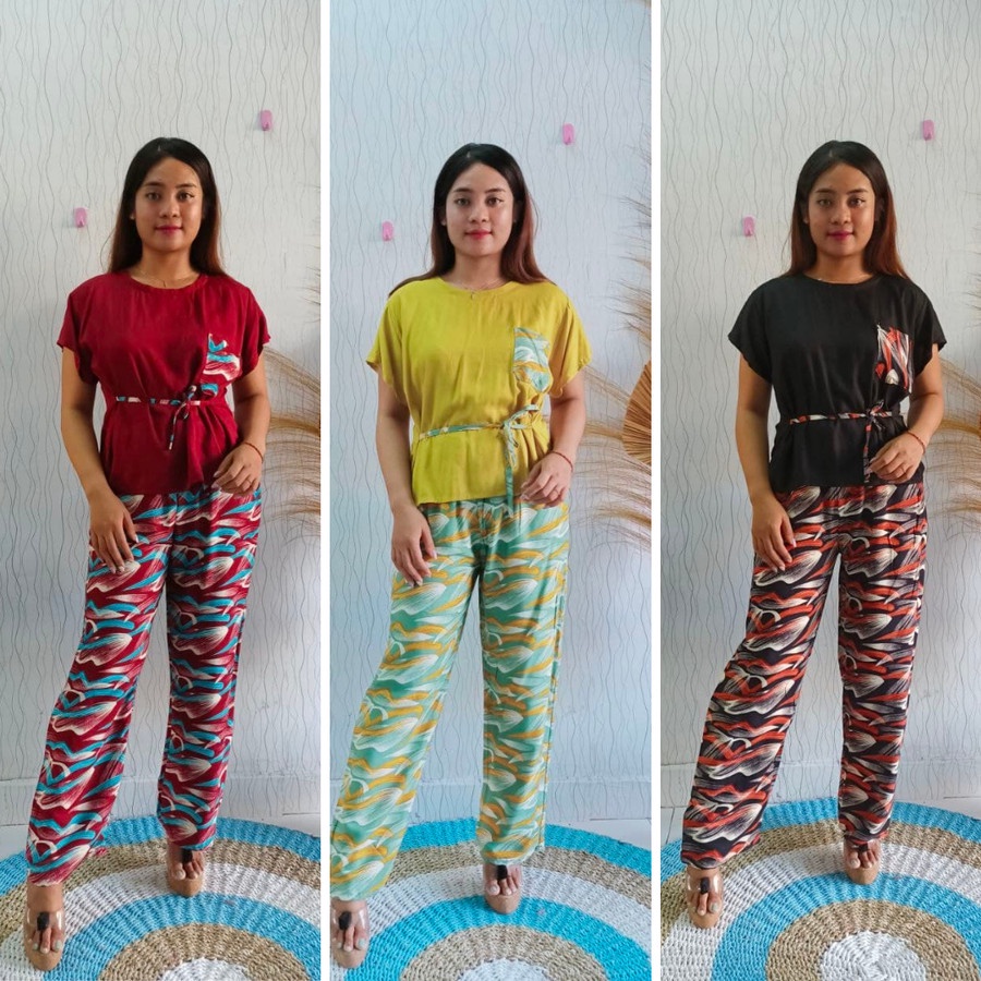 Baju Tidur Cewek / Wanita Piyama Rayon Bali Murah