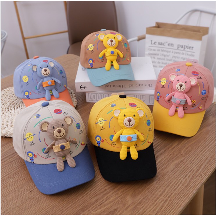 Topi baseball anak import motif teddy bear