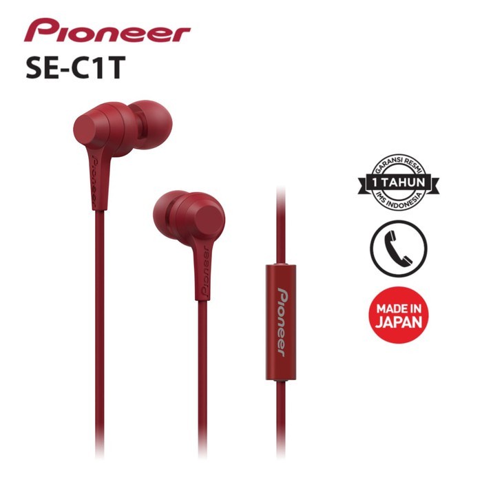 Pioneer SE-C1T / SE C1T /SEC1T In Ear Earphone Headset Garansi Resmi