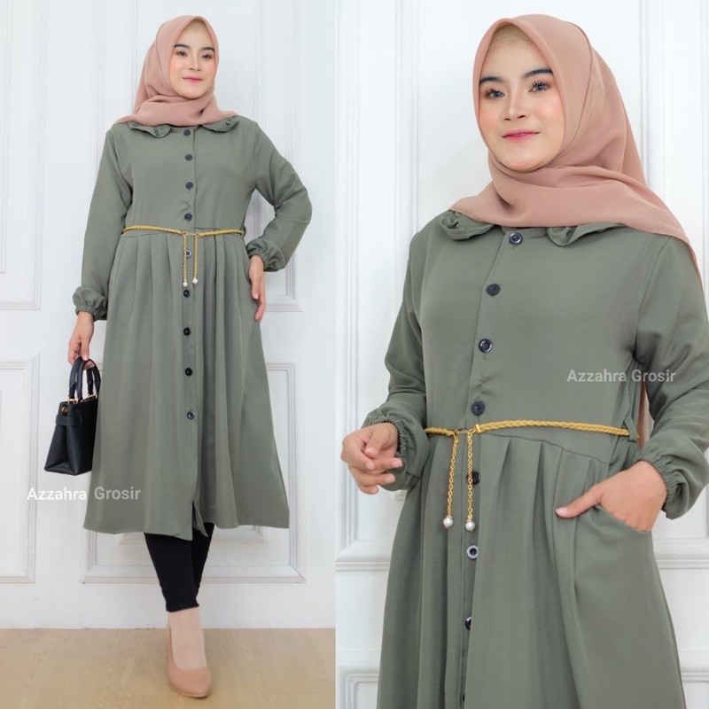 ORIYA TUNIK - LD100-110 Tunik Wanita Shakila Free Belt Kancing Aktif / R.7 - 262-6067 / 529-7175