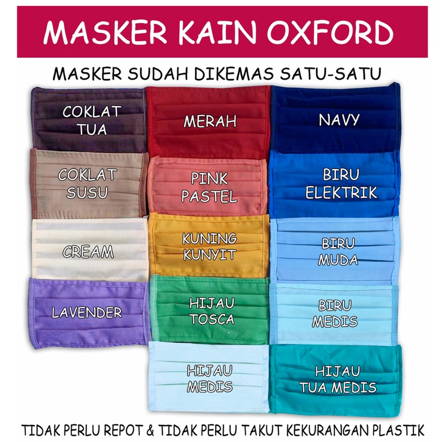 MASKER KAIN POLOS OXFORD / MASKER PENGENDARA MOTOR