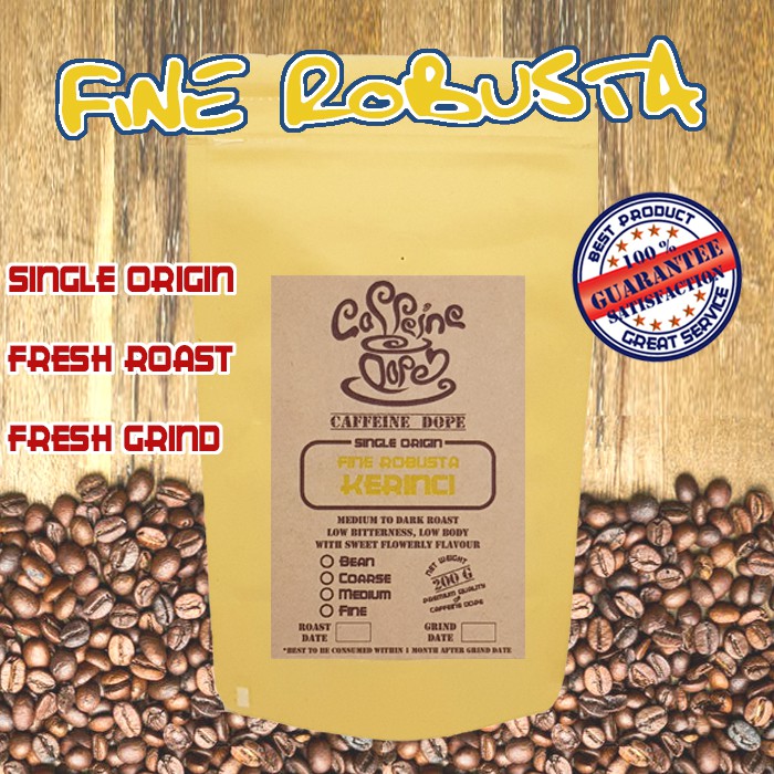 

Kopi Robusta Kerinci 200 Gr -Fine Robusta- Bean/Biji & Ground/Bubuk