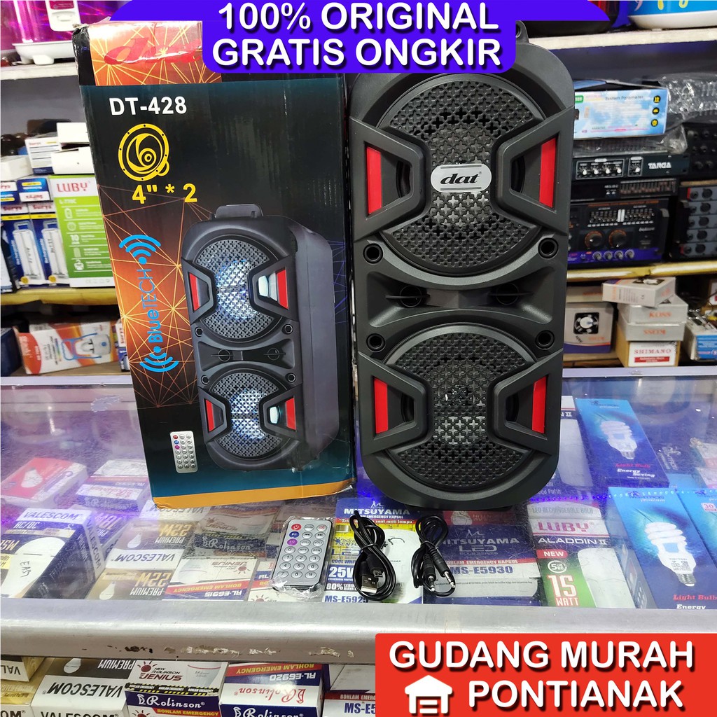 Speaker bluethoot DAT DT 428 4&quot; double speaker ganda seperti GMC aktif  Meeting pengeras suara