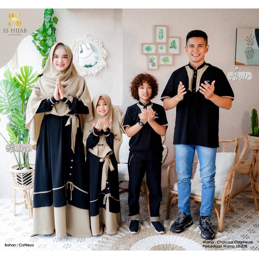 [PRE ORDER] Sarimbit SS Hijab - Amir Amira Seri 2 "Charcoal Chartreuse" - Sarimbit Keluarga