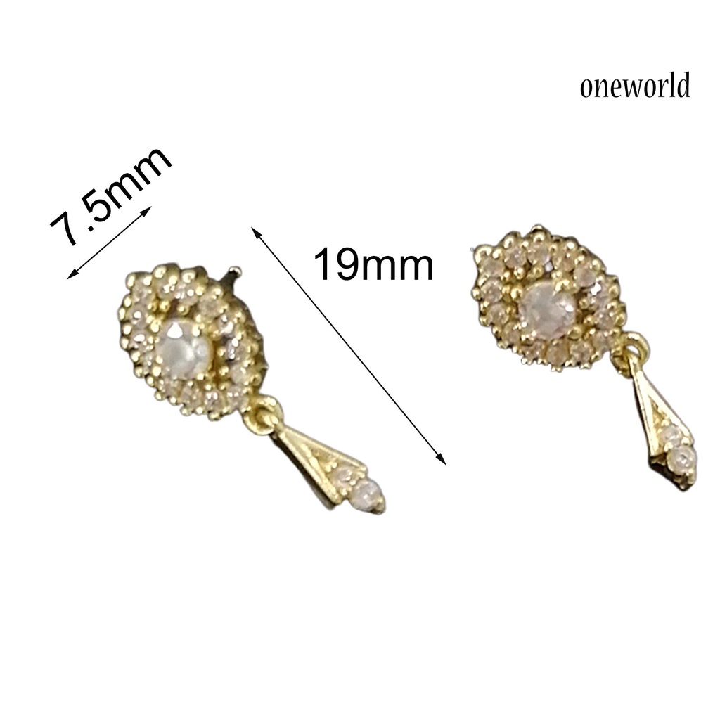 OW@ 1 Pair Oval Zirconia Cubic Women Earrings Gift Tassel Chic Ear Studs Classic Jewelry