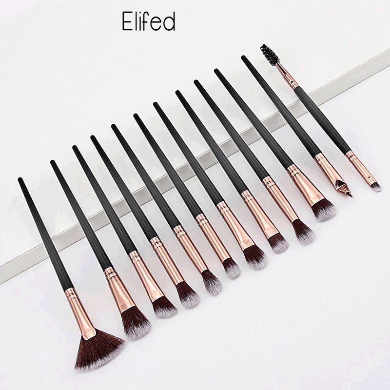 12pcs / Set Brush Blending Eyeshadow Eyeliner Eyelash Eyebrow Untuk Makeup