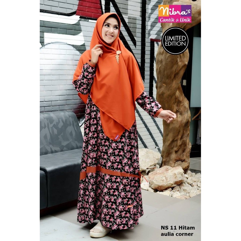 TERLARIS MURAH Model Busana Muslim Terbaru Nibras NS 11 Hitam ORIGINAL Baju Muslim Wanita Terbaru
