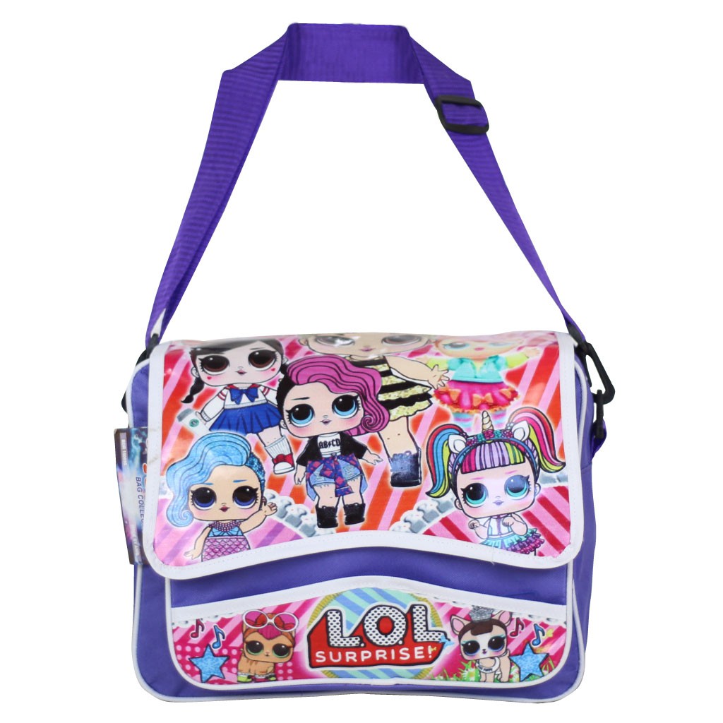 Tas Anak Anak 2in 1 Tas Ungu Cantik Selempang Anak Tas Selempang Karakter LOL Bagus Fashion Kids