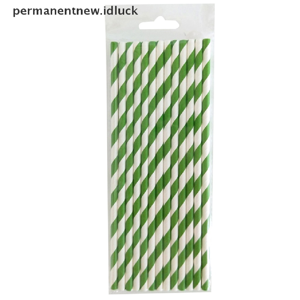 Sedotan Minum Bahan Kertas Biodegradable Motif Garis Untuk Pesta Pernikahan / Ulang Tahun