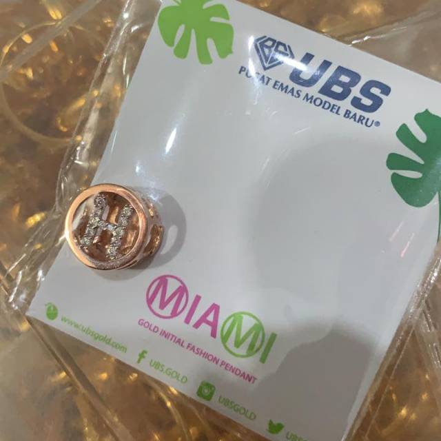 Gelang tangan liontin kalung huruf abjad miami ubs anak dan dewasa emas asli kadar 700 70% A B C D E