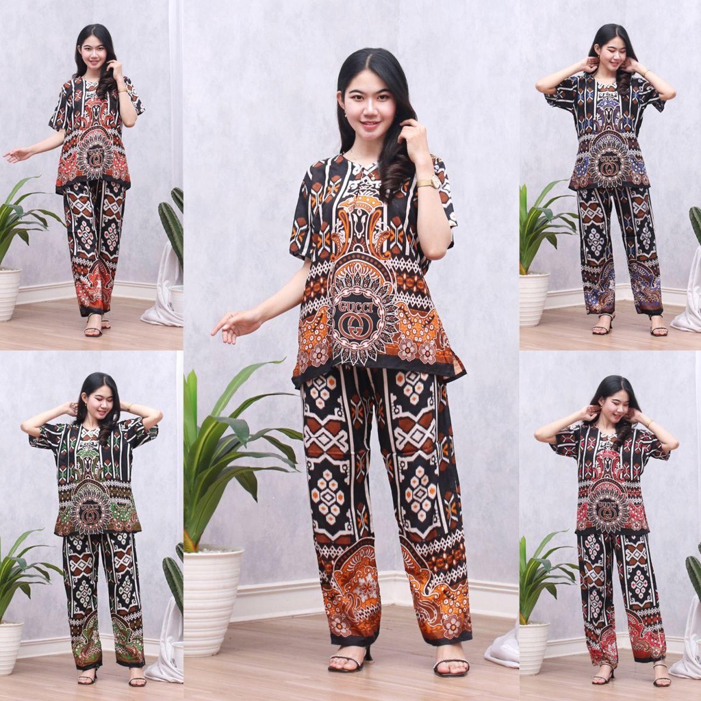 Setelan cp elmo baju tidur batik motif grosir murah piyama fashion wanita pakaian modern tanah abang