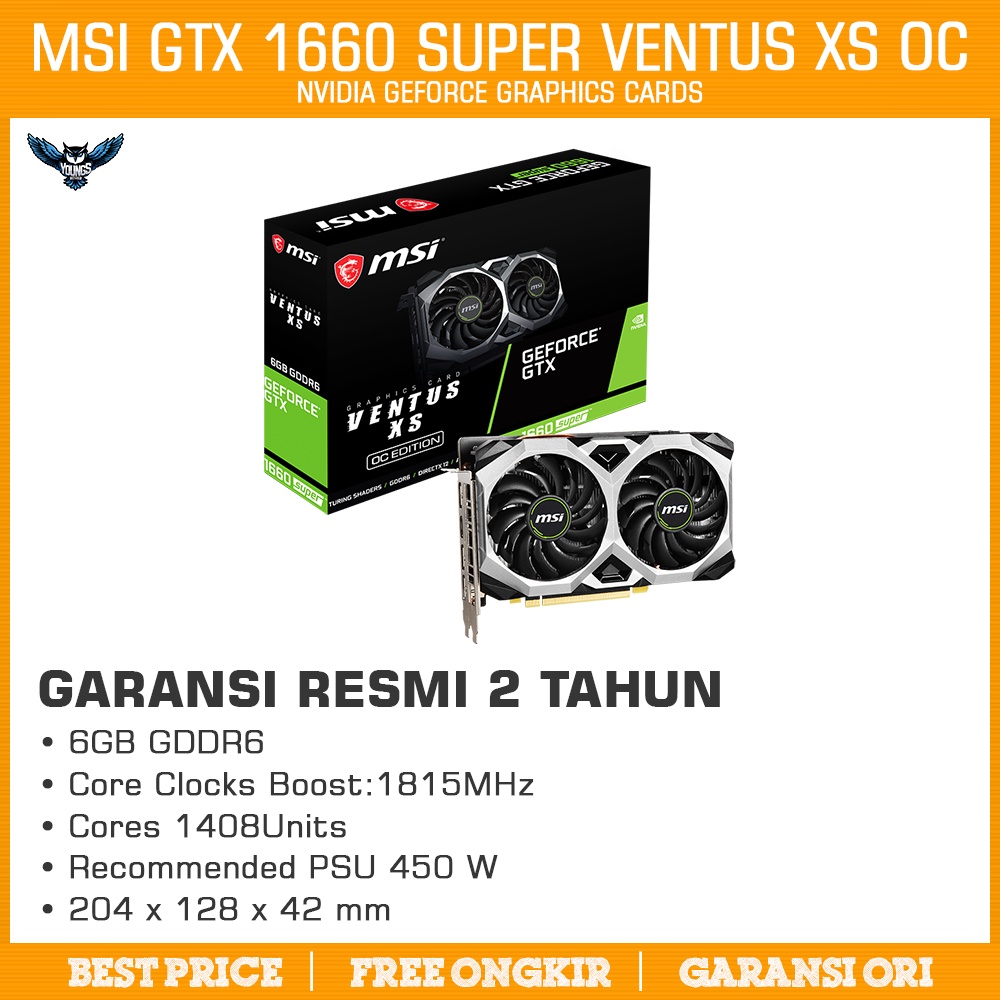 MSI GTX 1660 SUPER VENTUS XS OC 6GB DDR6 VGA CARD NVIDIA