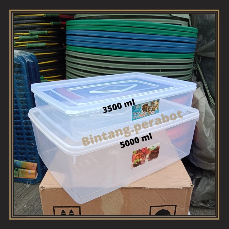 Kotak Plastik Tempat Box Donat / Tempat Kue Brownies 3500-5000 ml / Toples Tempat Penyimpanan Makana
