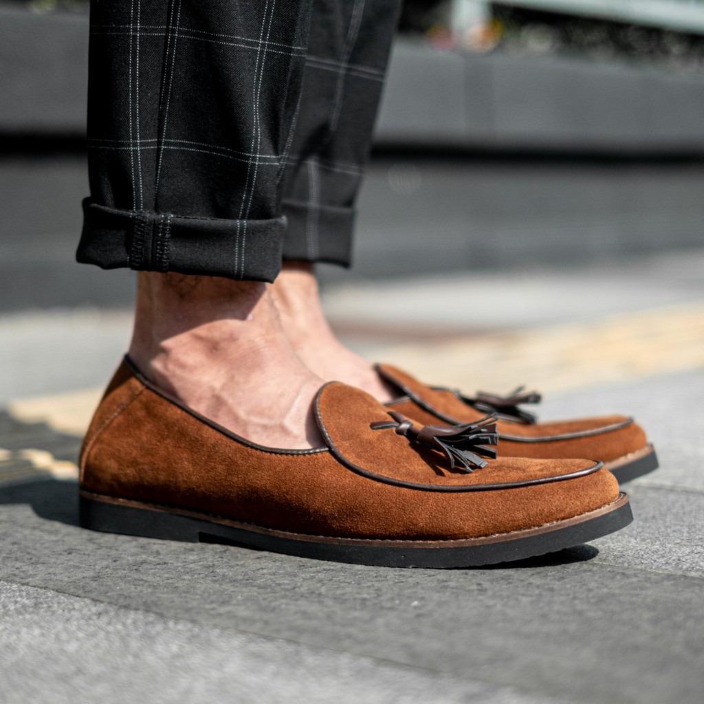 Bossa Brown | Sepatu Loafers Coklat Suede Tanpa Tali Pria Casual Kerja Kantor Laki | Giant x FORIND