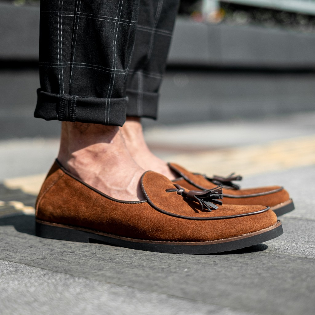 Bossa Brown | Sepatu Loafers Coklat Suede Tanpa Tali Pria Casual Kerja Kantor Laki | Giant x FORIND