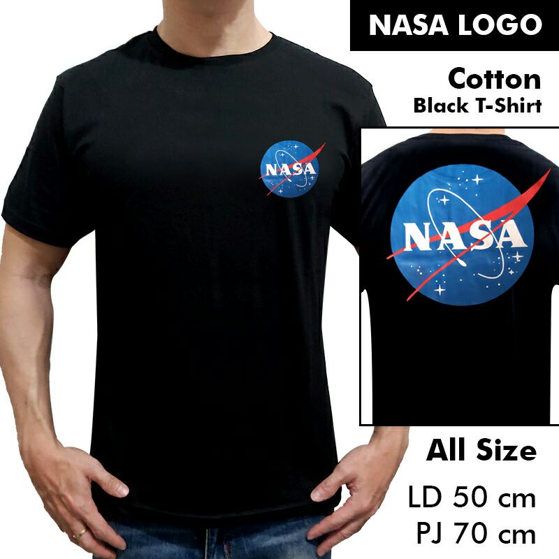 KAOS PRIA KAOS DISTRO PAKAIAN PRIA BAJU OBLONG T SHIRT COWOK NASA HITAM PUTIH
