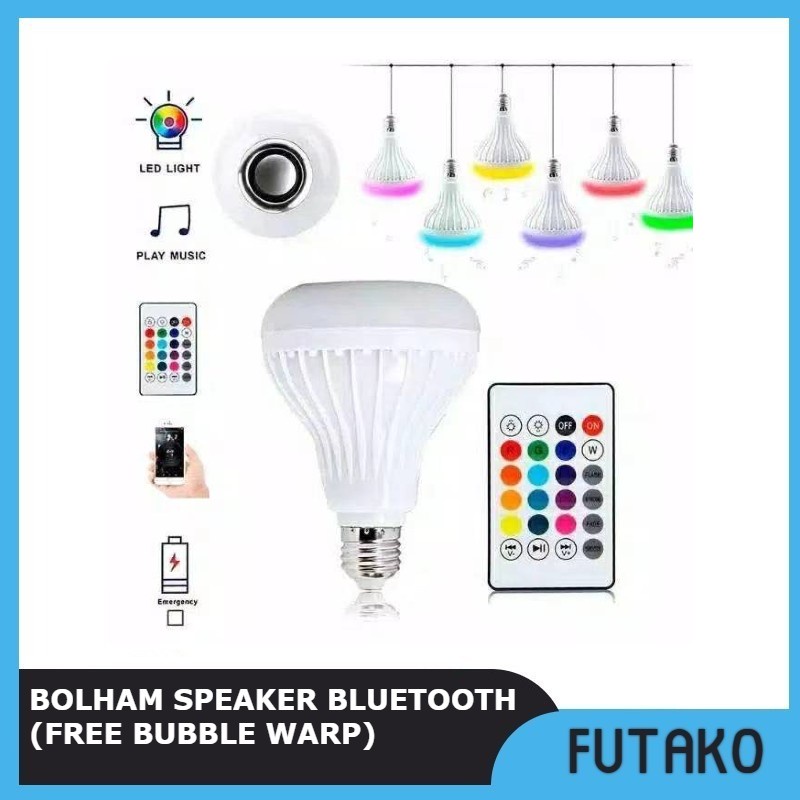 FUTAKO Bohlam Speaker Musik Bluetooth 2 in 1 Lampu Speaker LED