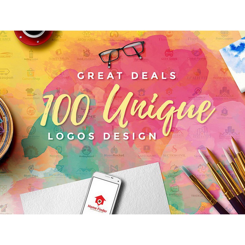 100 Unique Logo Bundle - Photoshop &amp; Illustrator