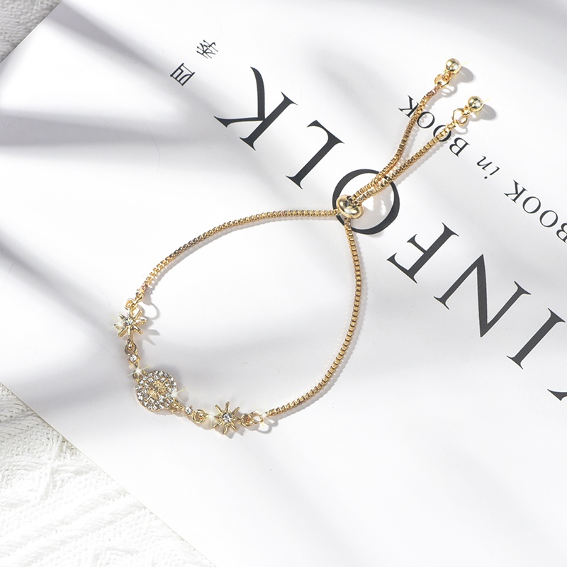 Gelang Serut Tangan Wanita Adjustable Bentuk Permata Berkilau Korea Dalika-3