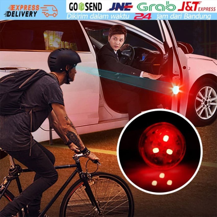 QUALITY SET 2 PCS Lampu Peringatan Led Buka Pintu Mobil Magnetik Anti Tabrakan