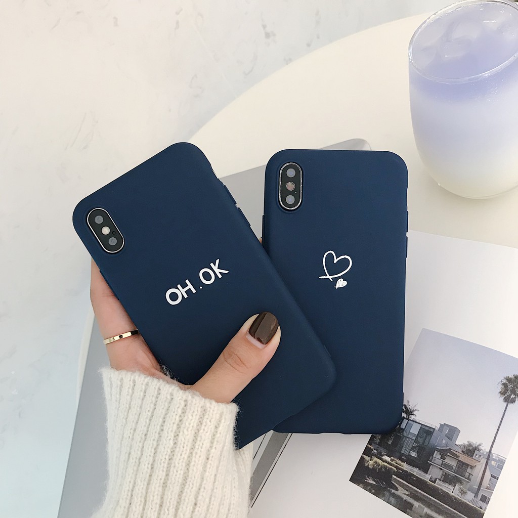 Oppo A53 2020 Reno 4 A33 2020 A92 A52 A33 2020 A11K  A31 A91 Reno 3 A12 A9 A5 2020 A11 Reno 2F Realme C15 C11 C1 A3s F9 F9pro F5 F1s A39 A83 A57 A37 A71 A7 Matte Heart Navy Blue Soft TPU Case-6