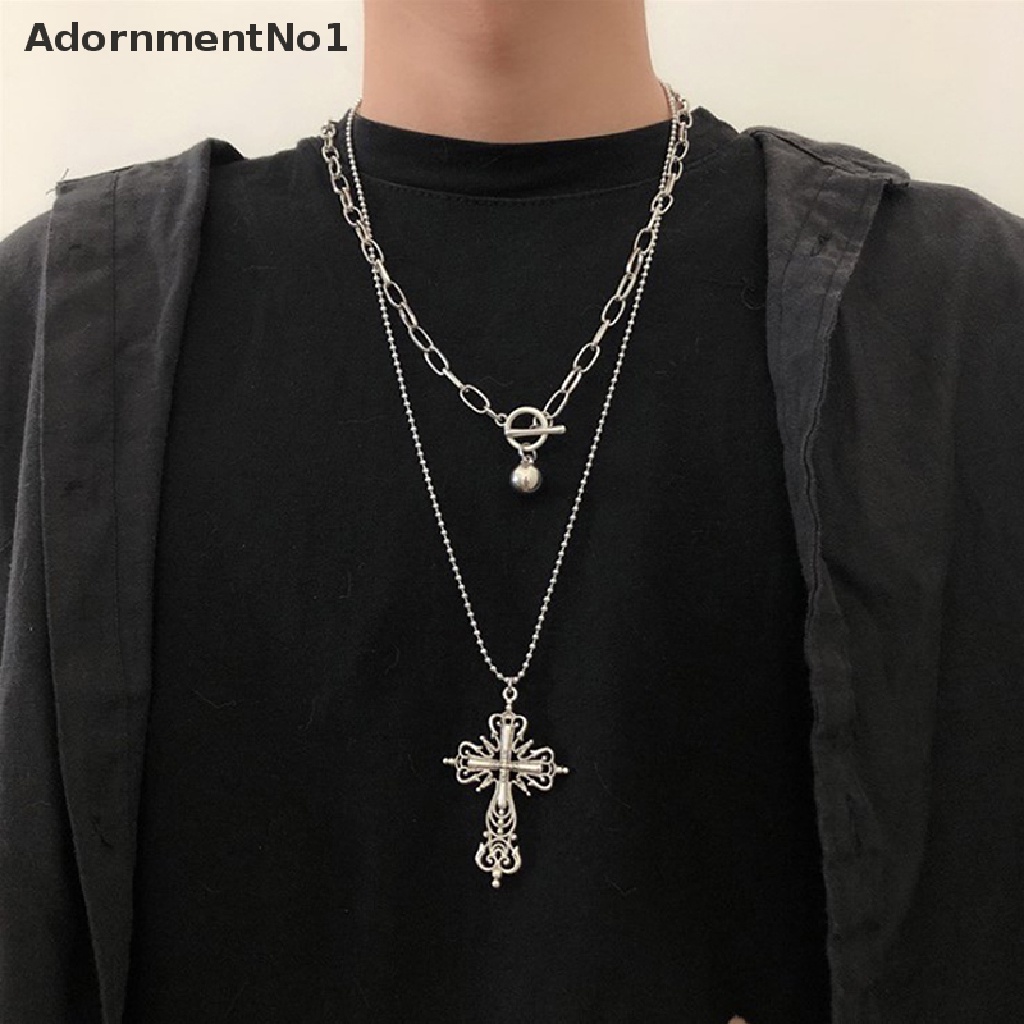 (AdornmentNo1) Kalung Rantai Dengan Liontin Salib Gaya Gothic Rock Punk Untuk Wanita