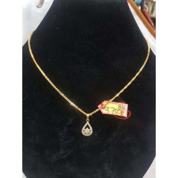 KL1190DLM kalung model italy santa kombinasi plintir variasi liontin tetes air bunga permata emas ku