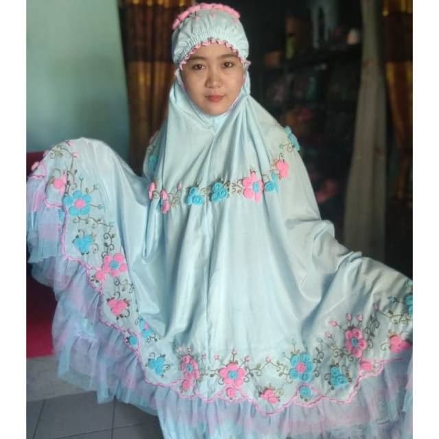 Mukena bordir tile + tas behel