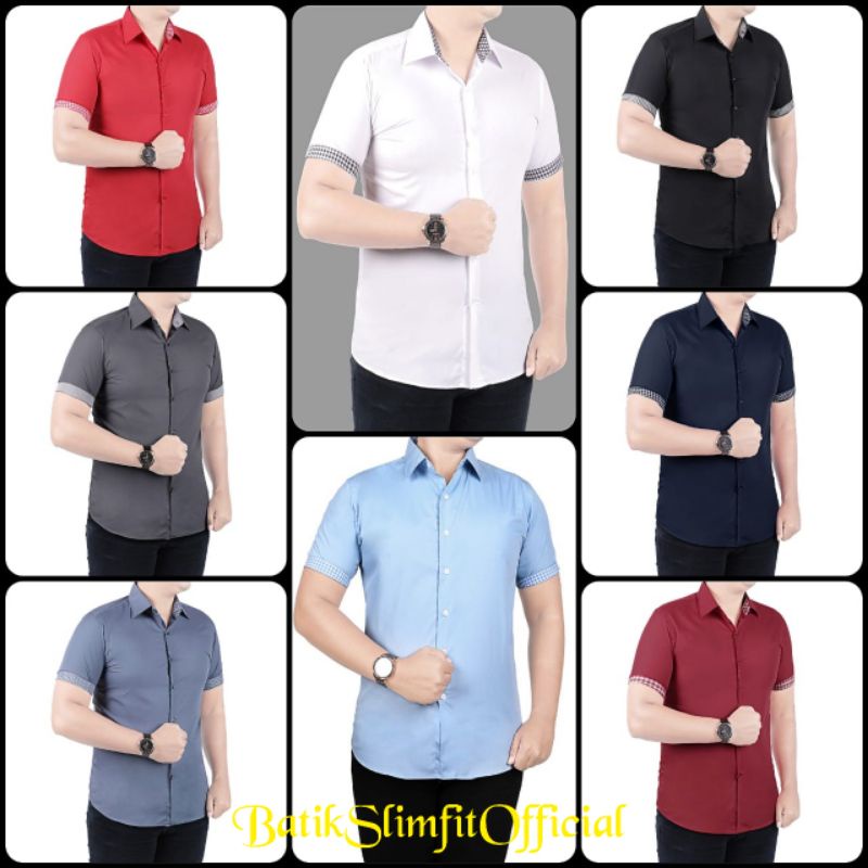 KEMEJA POLOS LENGAN PENDEK SLIMFIT PREMIUM