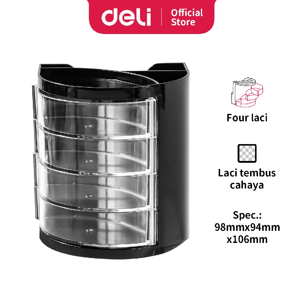 

Deli Tempat Alat tulis Desk Organizer 4 laci yang dapat diputar E9133
